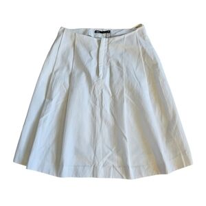 NWOT Zara A line linen blend white pocket zip front closure pleated skirt size S